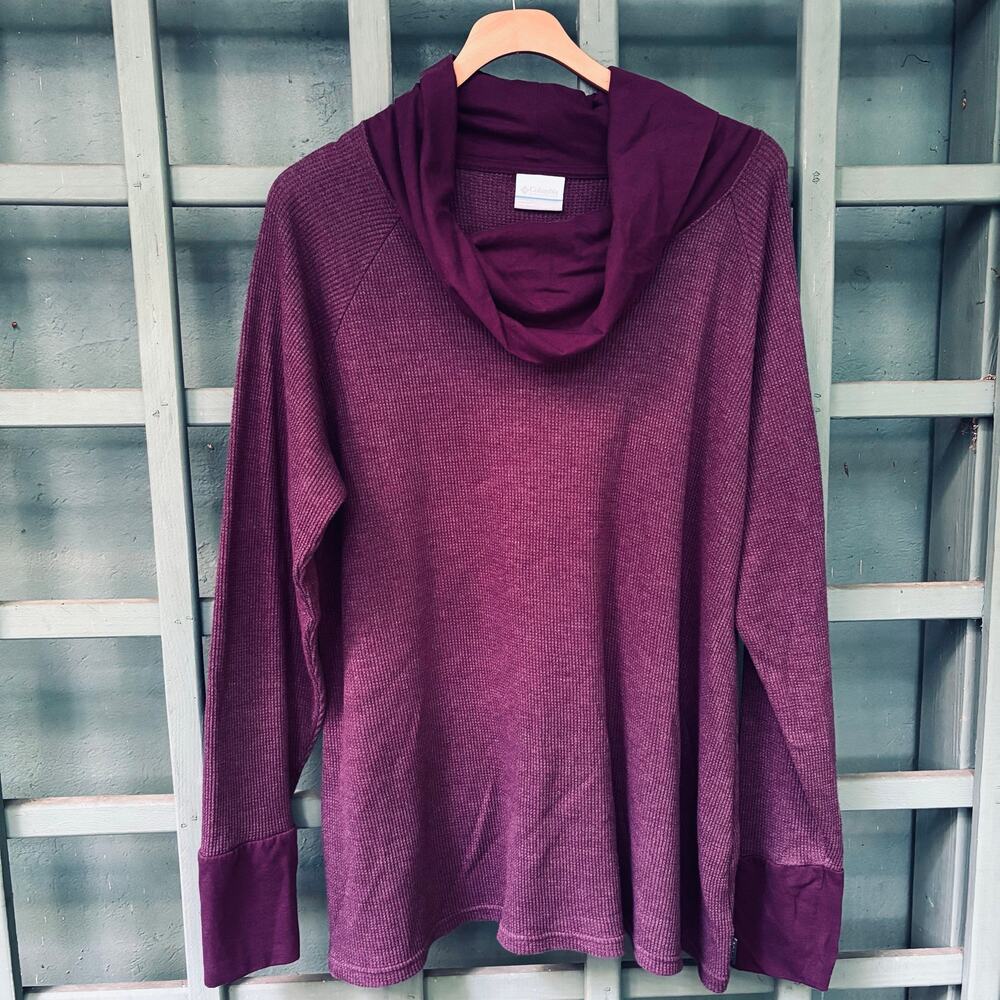 Columbia Holly Hideaway Waffle Cowl Neck Pullover Heather Purple 2XL